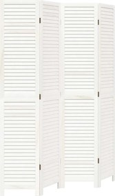 vidaXL Paravan cameră 4 panouri, alb, lemn masiv paulownia