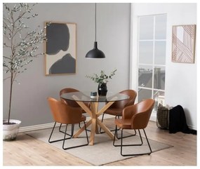 Masă dining cu blat din sticlă Actona Heaven, ⌀ 119 cm