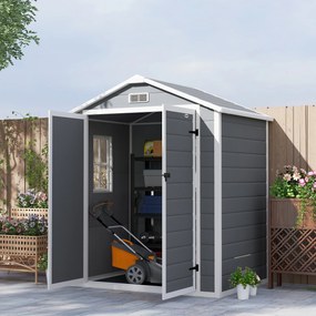 Outsunny Magazie Metalica pentru Gradina Gri Spatiu Depozitare Exterior | Aosom Romania