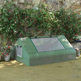 Outsunny Seră de Grădină din Oțel cu Înveliș din PE, Uși Rulante și Ferestre pentru Cultivare, 180x140x80 cm, Verde | Aosom Romania