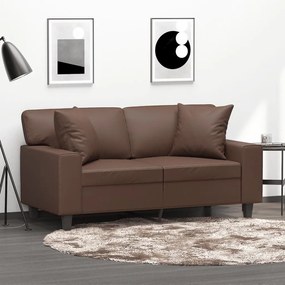 3153055 vidaXL Canapea cu 2 locuri, perne&pernuțe maro 120 cm piele ecologică