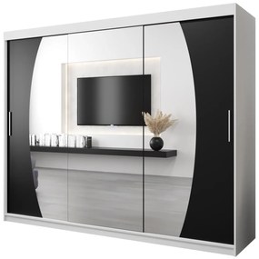 Dulap de haine 250 cm Eclipse (Alb mat + Negru mat). 1063442