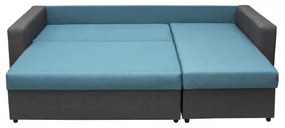 Coltar NICOLE extensibil, cu lada depozitare, colt interschimbabil, gri + turcoaz, 225x145x82 cm