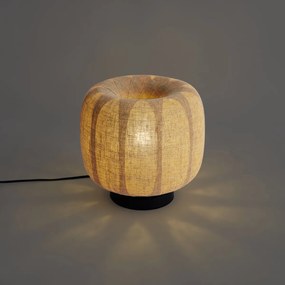 Lampă de masă Japandi neagră cu abajur bej din in 27cm - Nami