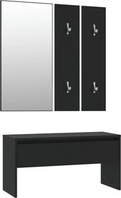 vidaXL Set de mobilier pentru hol, negru, lemn prelucrat
