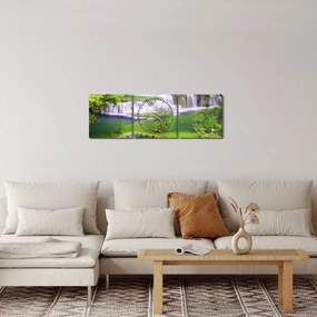 Tablou - Cascada Huay Mae Khamin, Kanchanaburi, Thailanda (cu ceas) (90x30 cm)