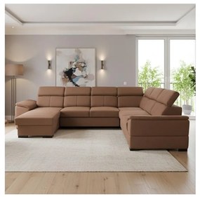 Colțar extensibil reversibil în U cu spațiu de depozitare GRANADA, maro