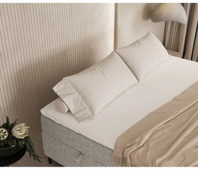 Pat boxspring gri deschis cu spațiu de depozitare 160x200 cm Araya – Maison de Rêve