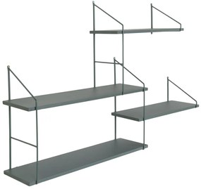 Raft Harlem cu 4 rafturi verzi, cadru verde 99x17,5x62 cm