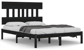 3104742 vidaXL Cadru de pat, negru, 140x200 cm, lemn masiv