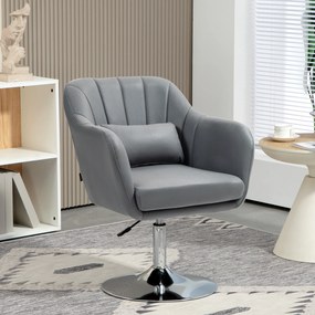 HOMCOM Scaun de birou pivotant la 360° cu Inaltime Reglabila din Material Respirabil, cu Perna, 60x60x79-91 cm, Gri | Aosom Romania