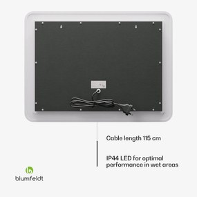 blumfeldt Caledonian, oglindă de baie cu LED, design LED IP44, 3 temperaturi de culoare, 50 x 70 cm, reglabilă, funcție anti-ceață, buton tactil
