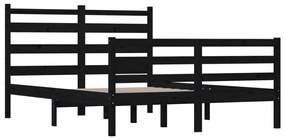 Cadru de pat, 140x200 cm, lemn masiv de pin, negru Negru, 140 x 200 cm