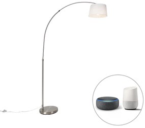 Lampă cu arc inteligent din oțel cu abajur din material alb, inclusiv Wifi A60 - Arc Basic
