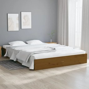 820040 vidaXL Cadru de pat King Size, maro miere, 150x200 cm, lemn masiv