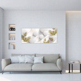Tablou - 3D cercuri cu flori (120x50 cm)
