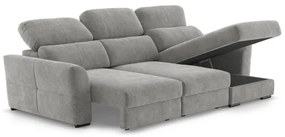 Canapea colțar extensibilă TRENTO, 3 locuri, reversibilă, cu spațiu de depozitare, gri deschis