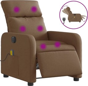 vidaXL Fotoliu electric de masaj rabatabil, maro, textil