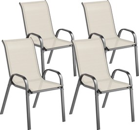 Outsunny Set de 4 Scaune Suprapozabile cu Spătar Înalt și șezut din Plasă, 54x71x93 cm, Negru | Aosom Romania