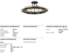 Plafoniera, lustra aplicata, design vintage CHAMBERS