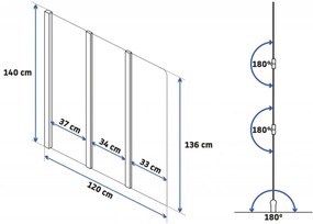 Paravan de cada pliabil Rea Agat-3 crom 120x140 cm mobil