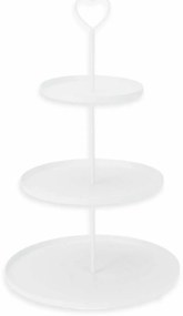 Etajer metalic cu 3 etaje, 30 × 30 × 48 cm, alb