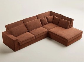 Colțar arămiu cu tapițerie din chenille (cu colț pe partea dreaptă/în formă de ”L”) Kirou – Maison de Rêve