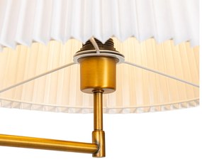 Lampă de podea bronz cu abajur alb plisat și braț reglabil - Ladas Deluxe