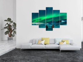 Tablou cu oameni la Aurora borealis (150x105 cm)