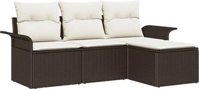 vidaXL Set de canapele pentru grădină cu pernă 4 pcs Maro Rattan poli