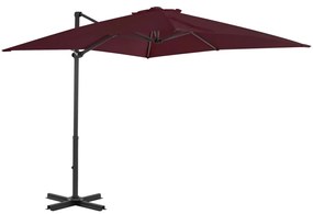 vidaXL Umbrelă în consolă cu stâlp din aluminiu, bordo, 250x250 cm