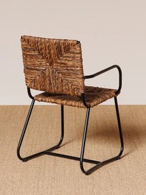 Scaun dining, maro, din rattan si frunze de banana impletite, Pisang