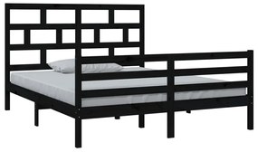 3101297 vidaXL Cadru de pat, negru, 160x200 cm, lemn masiv de pin