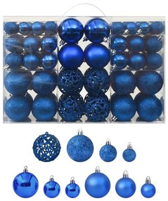 Set de globuri de Craciun, 100 piese, albastru 1, Albastru