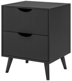 HOMCOM Masă de noapte masă de noapte cu 2 sertare, stil scandinav pentru cameră de dormit, sufragerie, 40 x 35 x 50,5 cm, Negru | Aosom Romania