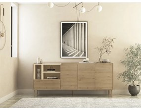 Comodă în culoare naturală cu aspect de lemn de stejar 180x75,5x44 cm Monza – Marckeric