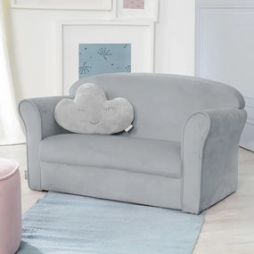 Canapea pentru copii gri deschis cu tapițerie din catifea 78 cm Lil Sofa – Roba