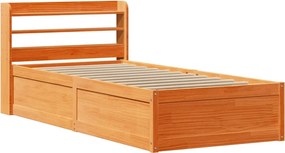 vidaXL Cadru de pat cu tăblie, maro ceruit, 75x190 cm, lemn masiv pin