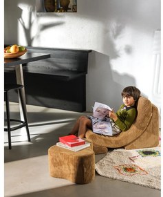 Puf de copii maro cu tapițerie din catifea reiată Cloud – Wigiwama