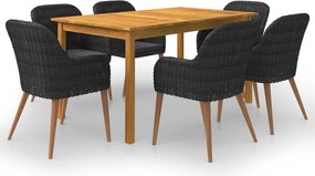vidaXL Set mobilier de grădină, 7 piese, negru