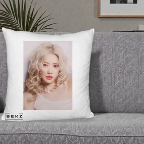 Perna Personalizata K-pop BLACKPINK Rose, 40x40 cm, Alb Pufos, Husa Detasabila, Perna Inclusa, BEKZ®