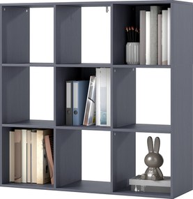 HOMCOM Bibliotecă, etajeră de depozitare în 3 niveluri cu 9 compartimente, pentru living, birou, dormitor, 91x29,5x91cm, gri | Aosom Romania