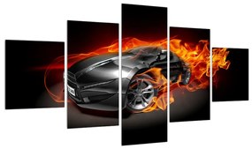 Tablou cu mașina arzând (125x70 cm), în 40 de alte dimensiuni noi