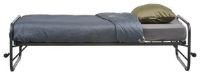 Pat negru din metal pliabil cu somieră 90x200 cm Lucy – WOOOD