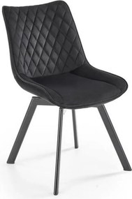 Scaun tapitat K520, negru, stofa catifelata, rotativ, 45x63x80 cm