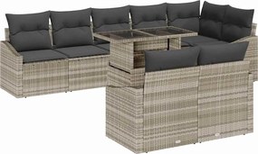 vidaXL Set de canapele pentru grădină cu pernă 9 pcs Gri deschis
