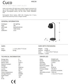 Lampa LED portabila exterior/interior IP54 Cuco neagra