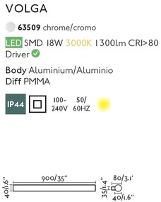 Aplica LED pentru oglinda baie moderna IP44 VOLGA 18W