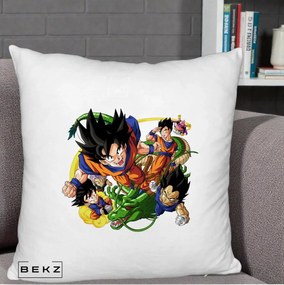 Perna Personalizata Dragon Ball Goku si Shenron Actiune, 40x40 cm, Alb Pufos, Husa Detasabila, Perna Inclusa, BEKZ®
