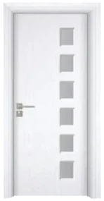 Usa Interior din MDF Novo Doors ND319, Cadru din Lemn Masiv, Geam Sablat, KIT COMPLET, Toc , Manere si balamale incluse (Culoare: Gri, Dimensiune: 60